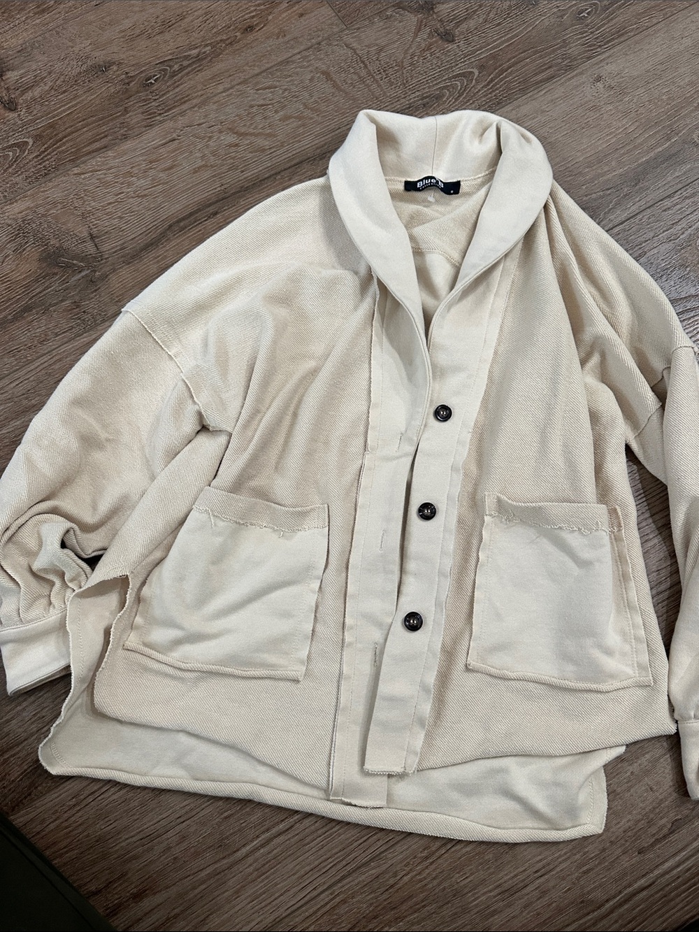 Cream Shawl Collar Button-Front Cardigan Sweater